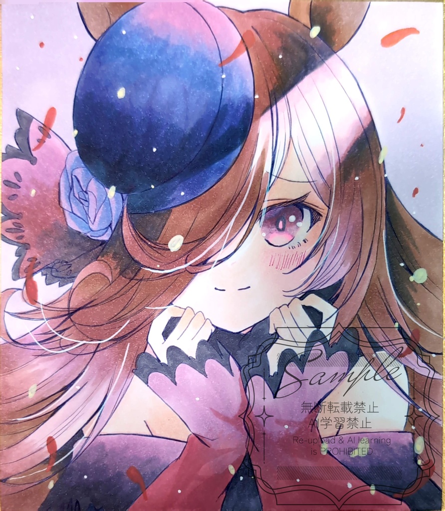 手描きイラスト色紙　ライスシャワー