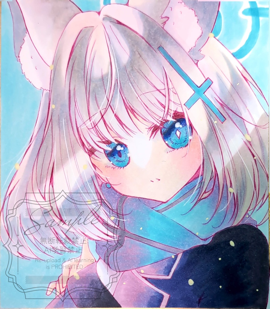 手描きイラスト色紙 ブルーアーカイブ