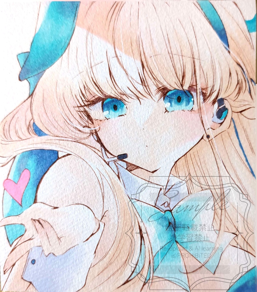 手描きイラスト色紙　ブルアカ