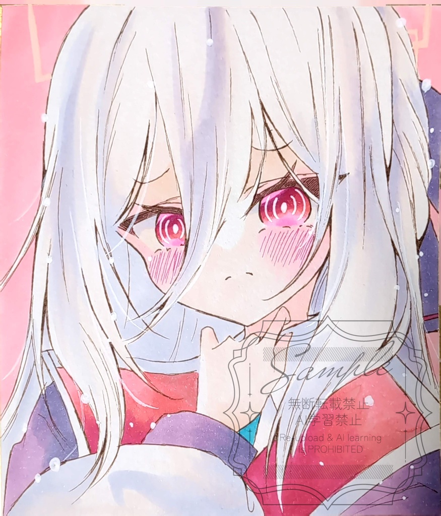 手描きイラスト色紙　ブルアカ