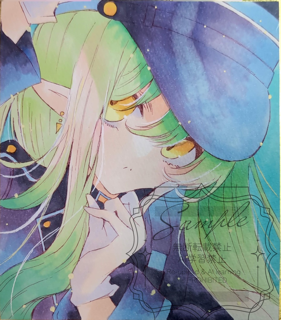 手描きイラスト色紙　ヒカリ