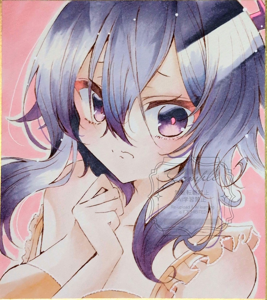 手描きイラスト色紙　ブルアカ