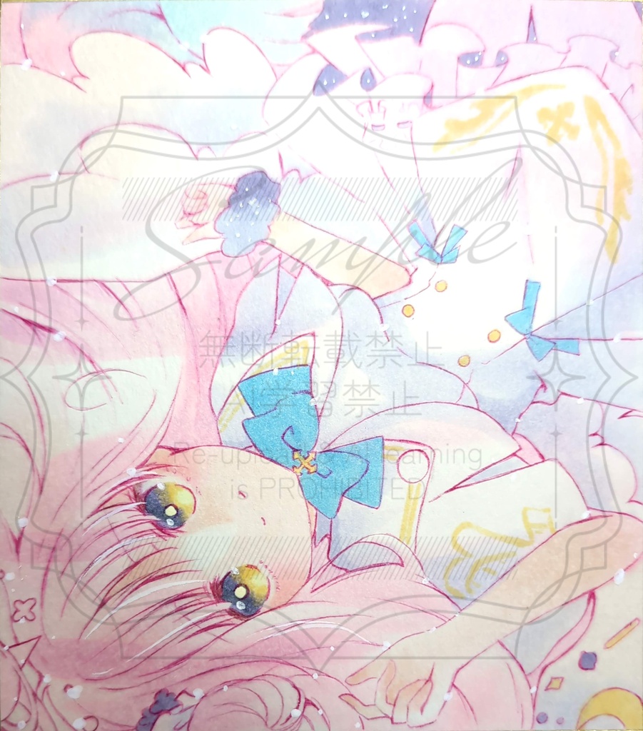 手描きイラスト　色紙　ブルアカ