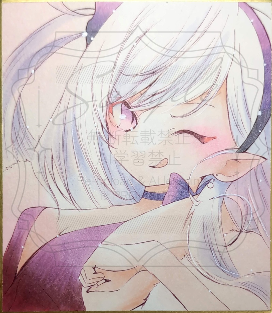 手描きイラスト　色紙　ブルアカ