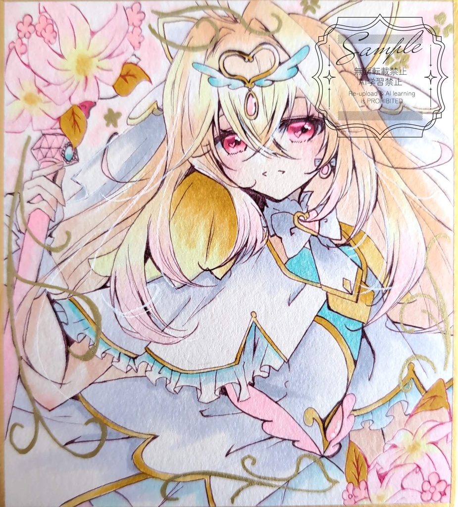 手描きイラスト色紙　名探偵プリキュア