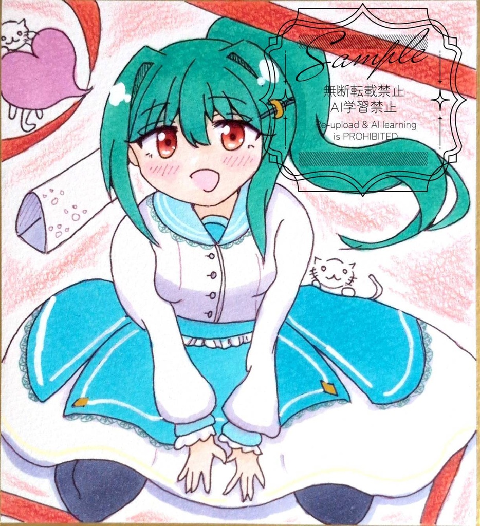 手描きイラスト色紙 オリキャラちゃん