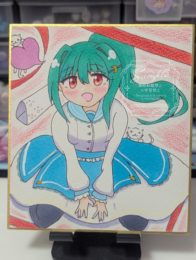 手描きイラスト色紙 オリキャラちゃん