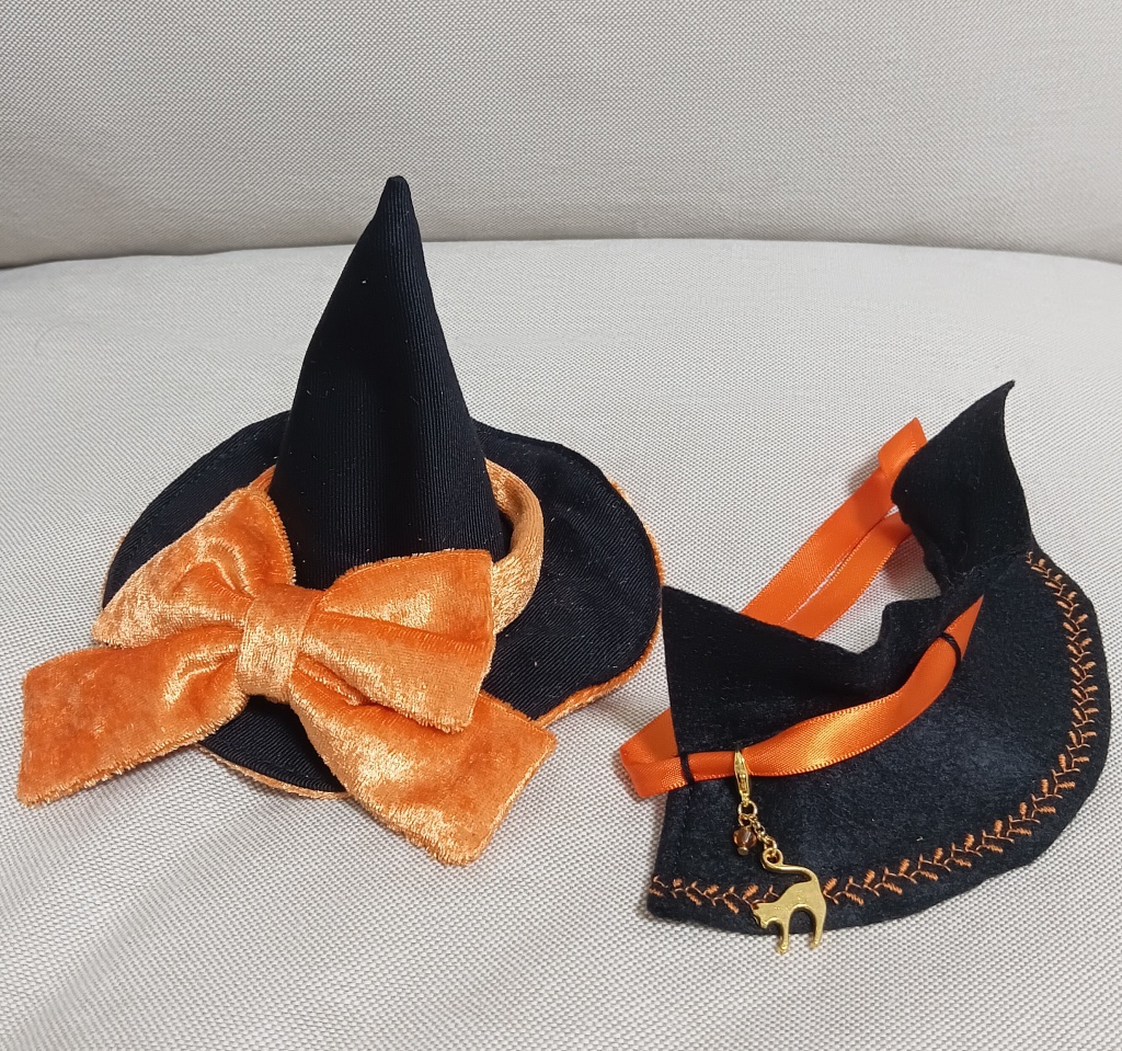 SALE!!魔女の帽子&マントセット☆10〜12cmぬい用