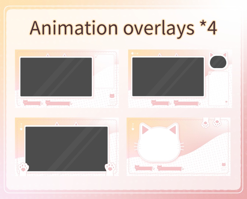 【動く配信背景】可愛い猫- ピンク スタイル【雑談・ゲーム配信用・ループ動画・待機画面】