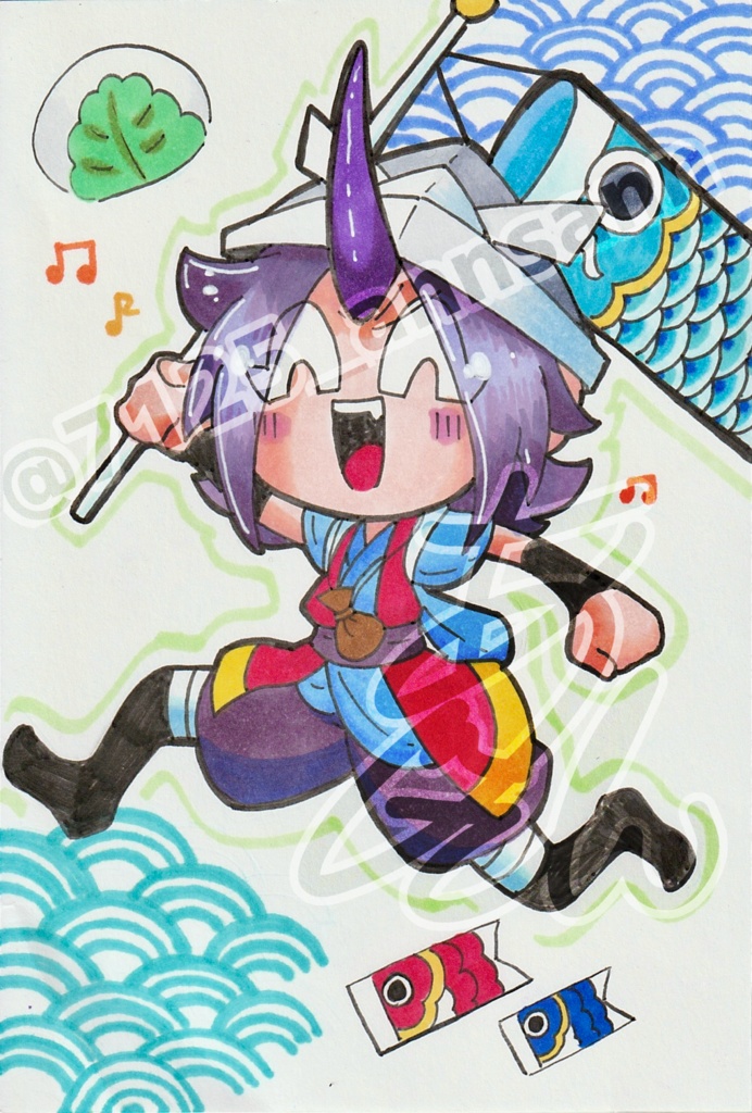 イラスト原画　百鬼いばな(こどもの日)