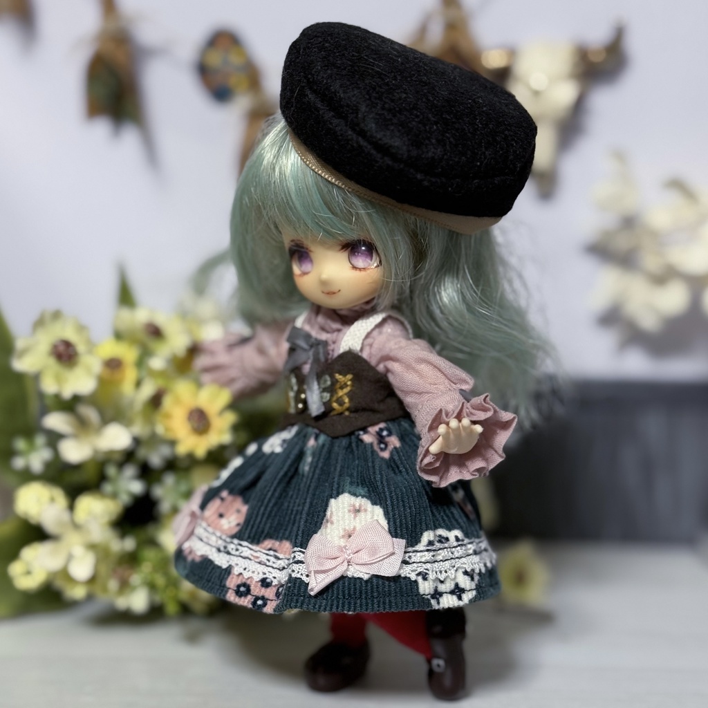 【オビツ11】コーデュロイスカートのコルセットワンピースセット