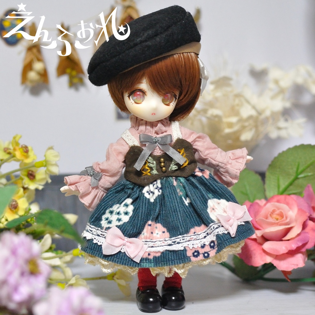 【オビツ11】コーデュロイスカートのコルセットワンピースセット