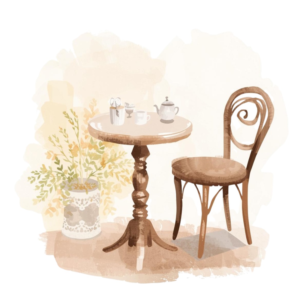【大人可愛いカフェシリーズ】水彩アンティーク風クリップアート10点セット(PNG透過)