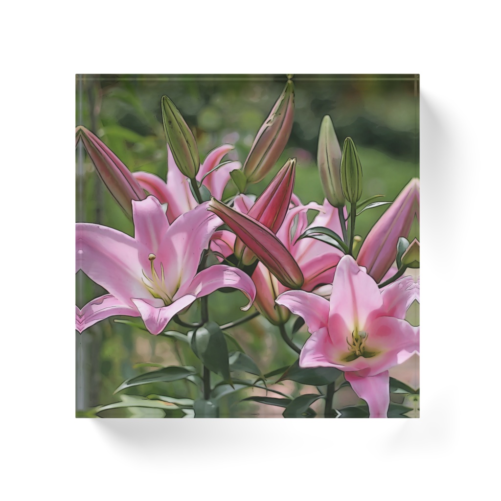 百合のアクリルブロック