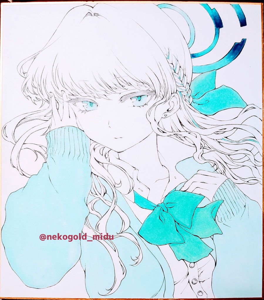 ブルアカ：制服トキ モノクロ色紙・大サイズ