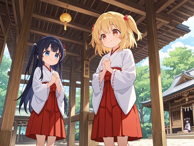 No001_02,神社でお参りする女の子、3タイプ、12枚