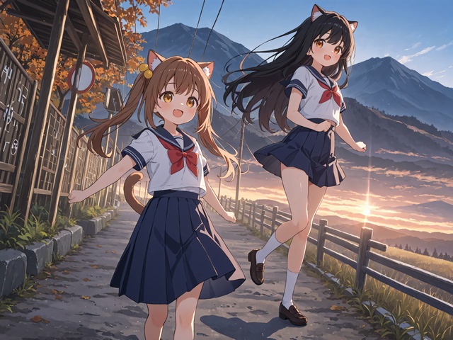 No002_02,里山を歩く女の子、３タイプ,12枚