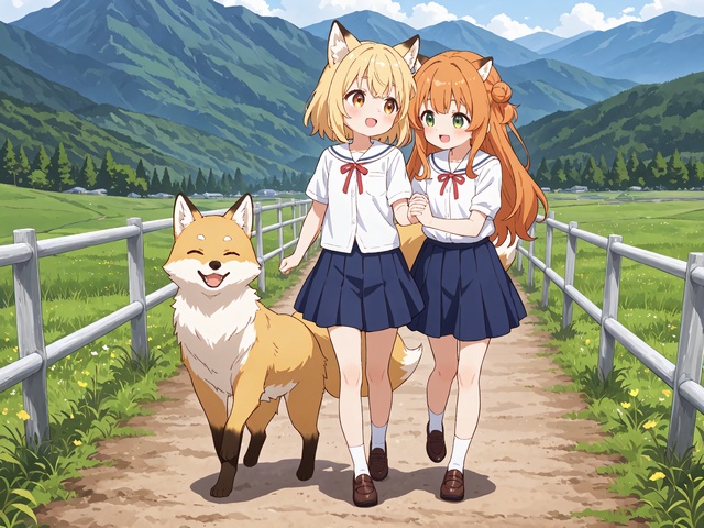 No003_01,キタキツネさんと一緒、3タイプ、12枚