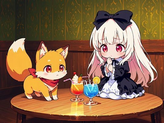 No004_02,カクテルパーティ_きつねさん、３タイプ,12枚