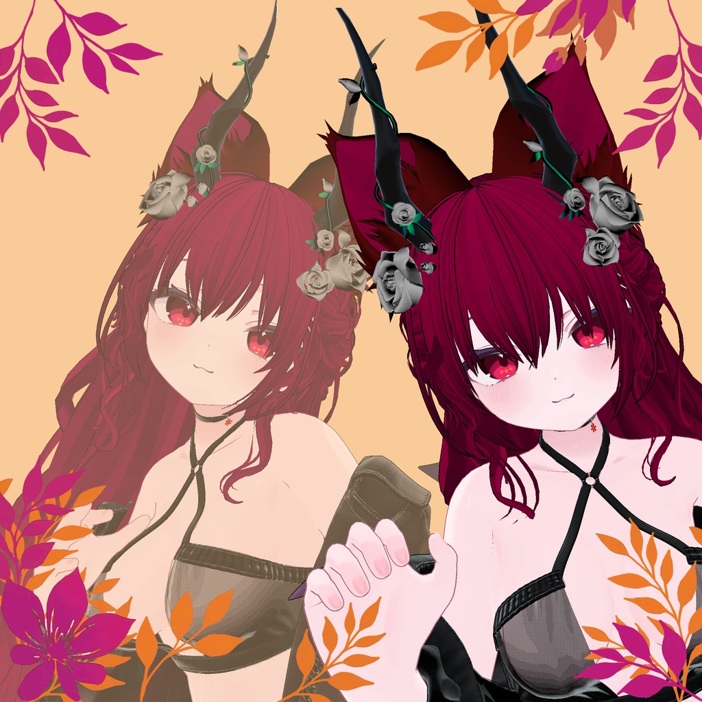 ❥・Rose Horn Waves Hair