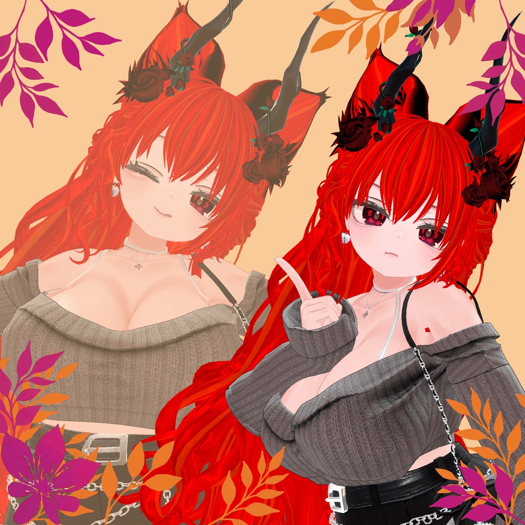 ❥・Rose Horn Waves Hair
