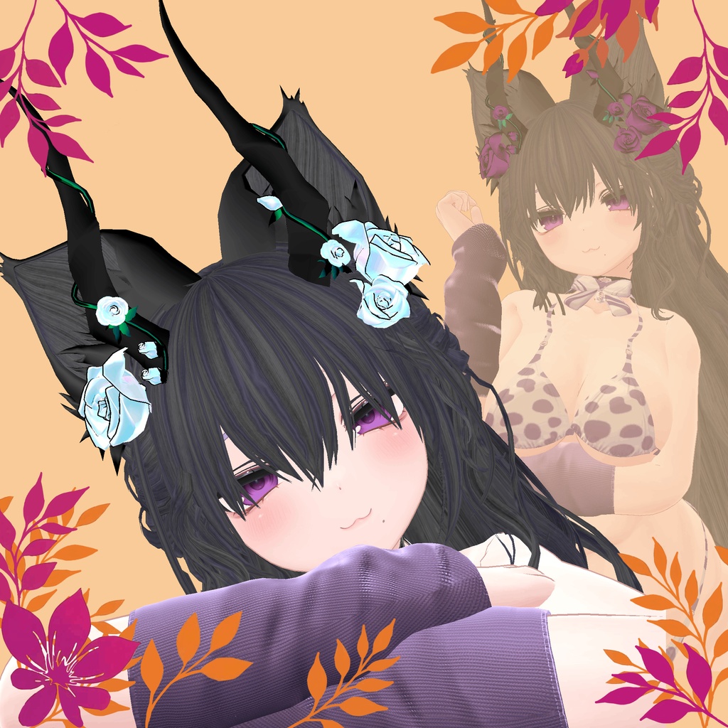 ❥・Rose Horn Waves Hair