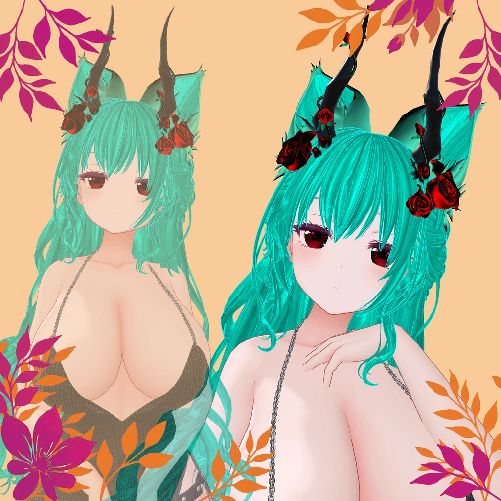 ❥・Rose Horn Waves Hair