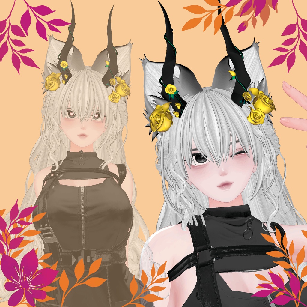 ❥・Rose Horn Waves Hair