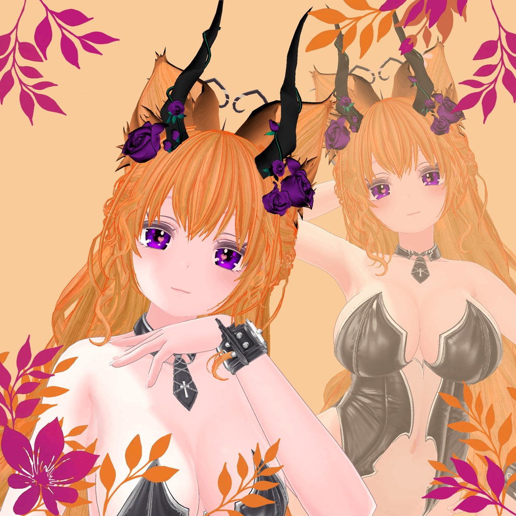 ❥・Rose Horn Waves Hair
