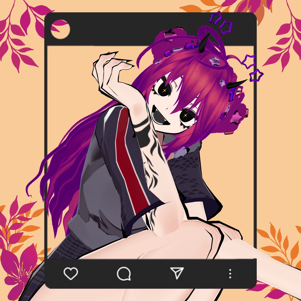 Rosy Hair Bun. (horns and stars)
