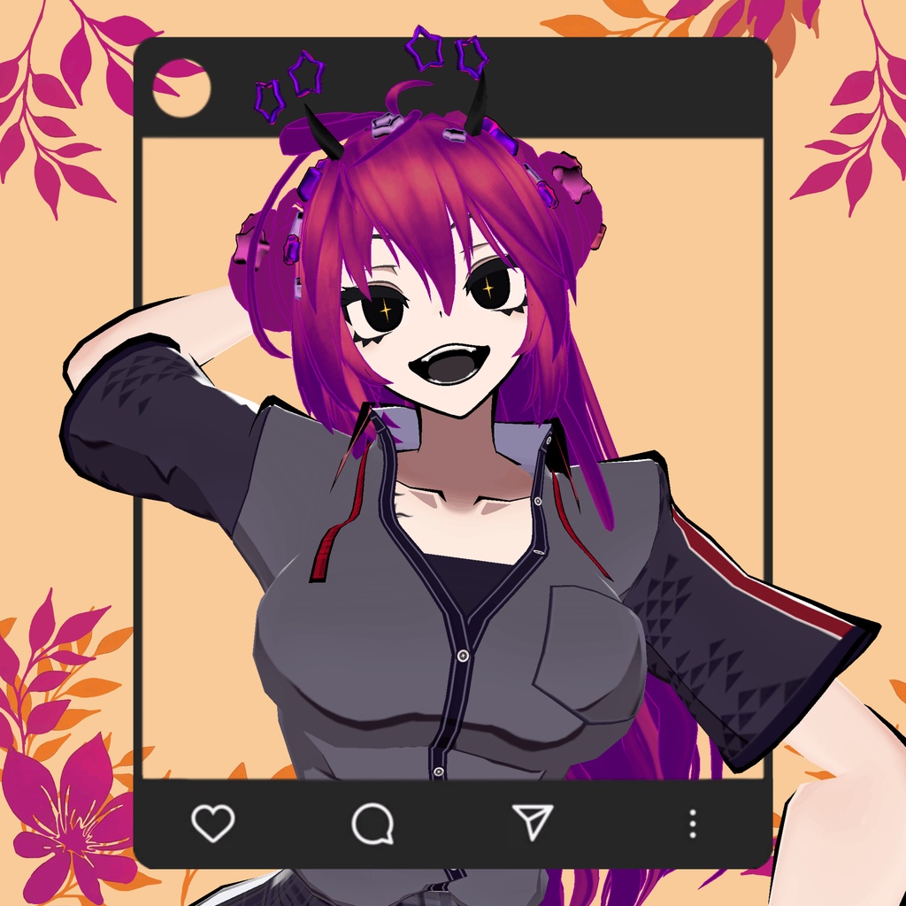 Rosy Hair Bun. (horns and stars)