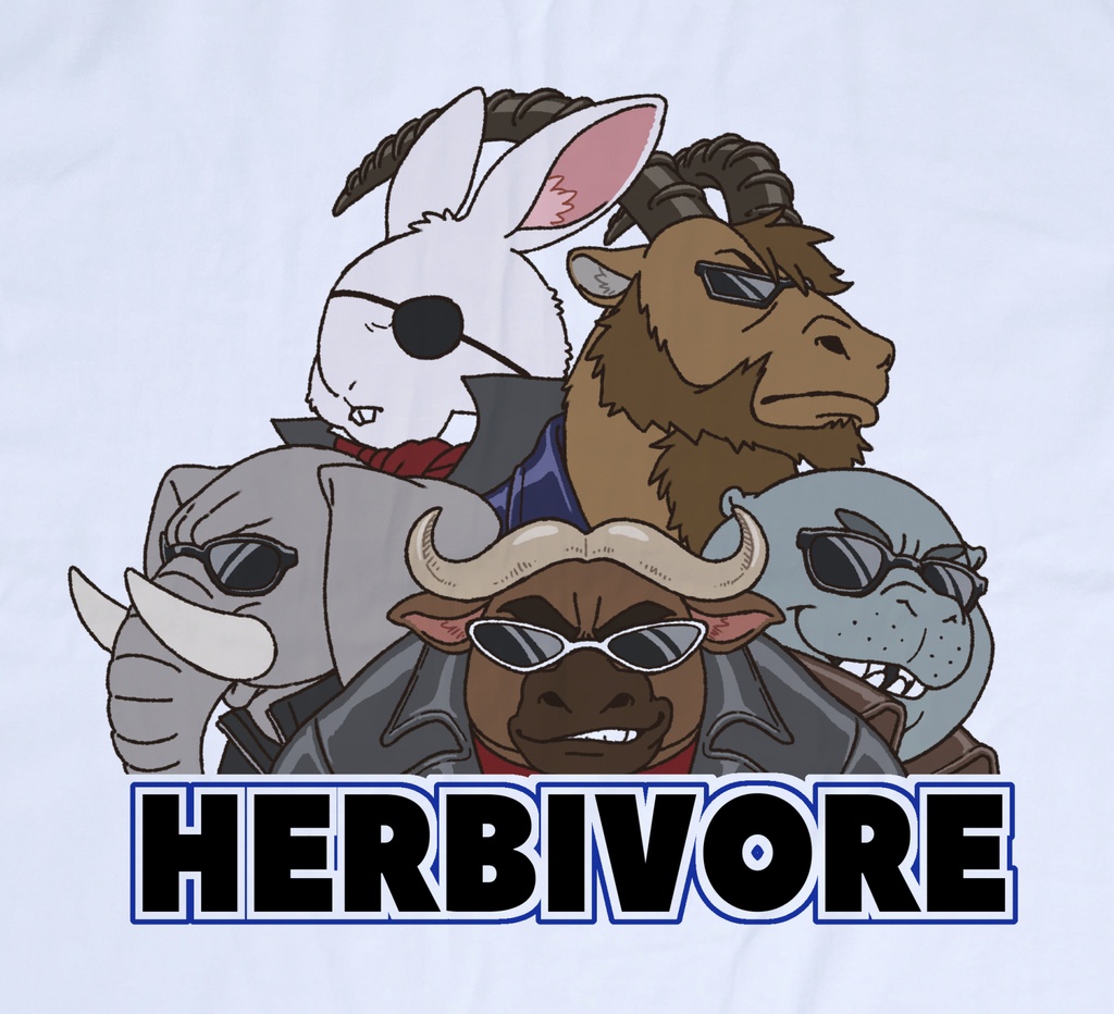 草食獣Tシャツ/ロンT(白)