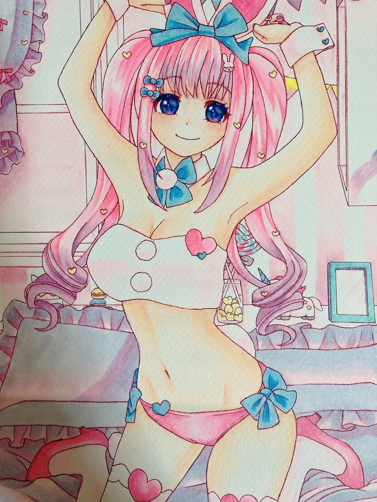 【アナログイラスト原画】うさ耳の女の子