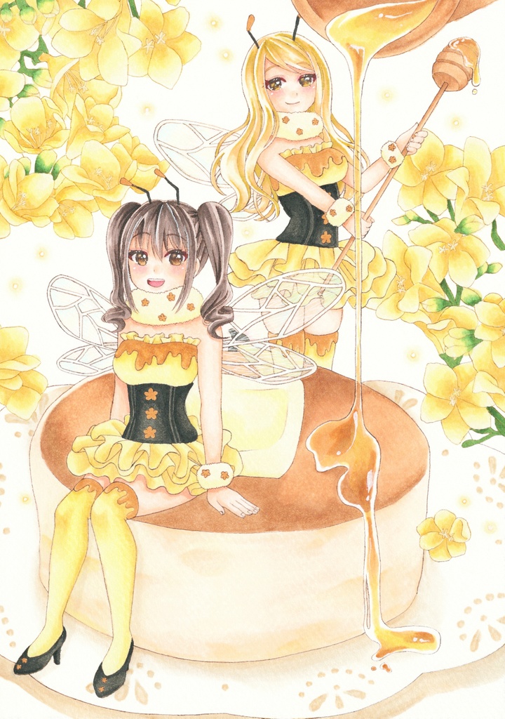 【アナログイラスト原画】ミツバチの女の子