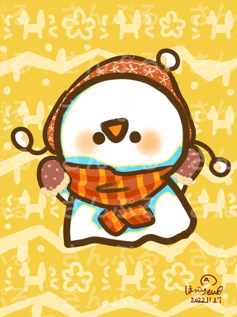 壁紙 さむくてもぽかぽかなおもちちゃん ほっこりさんのイラスト グッズshop Booth