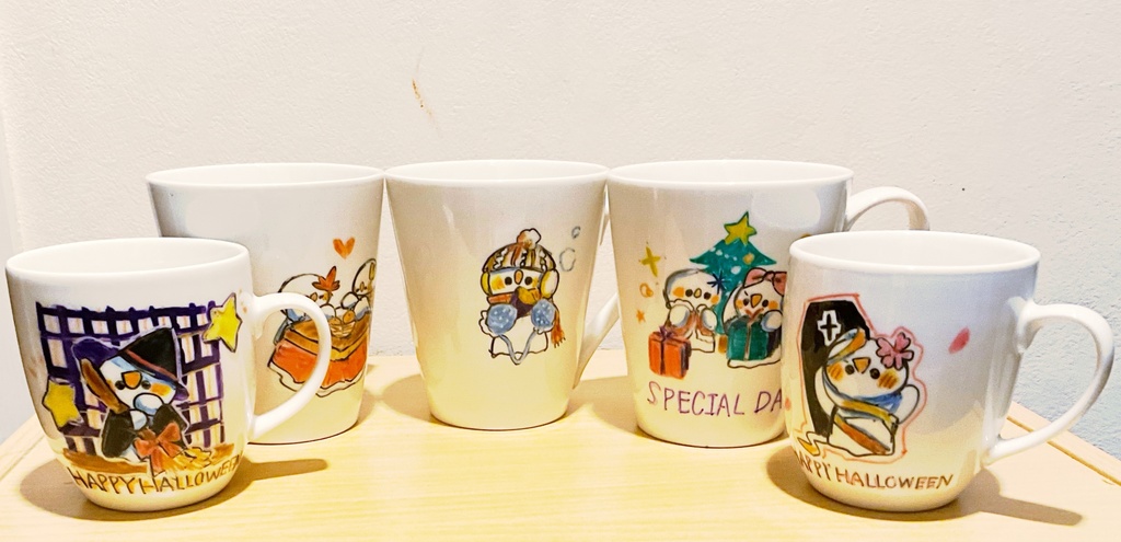 【手描きマグカップ】おもちちゃんとぽかぽか日常