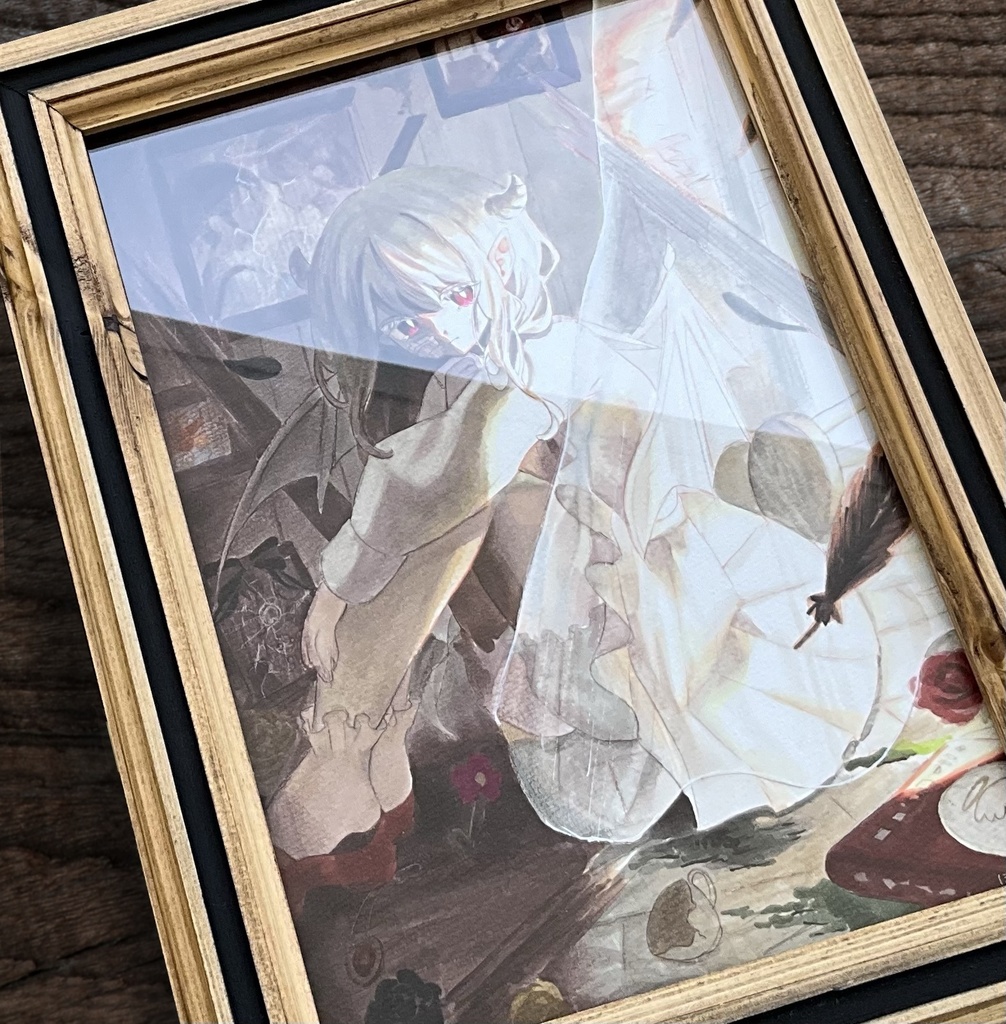 【額装原画】抉られるような硝子色の羽に