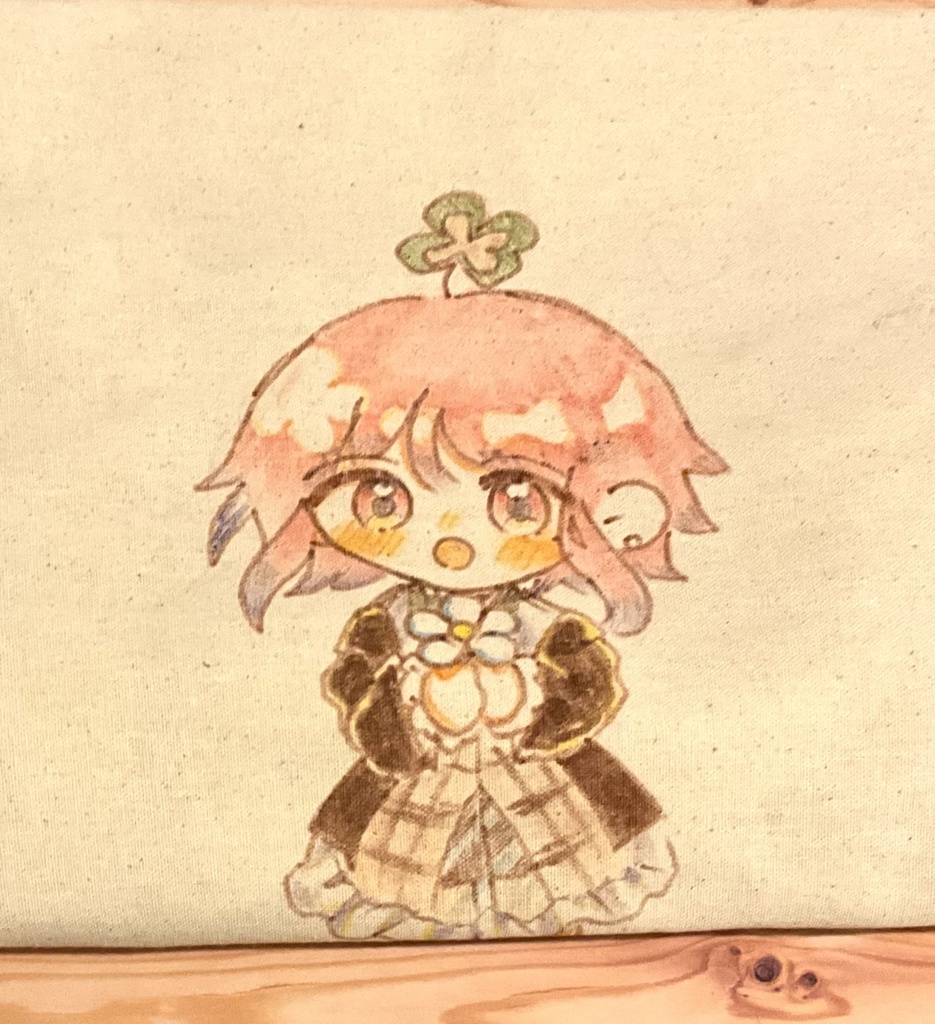 【手描きトートバッグ】ルナハと小さなおはな【四葉の魔女ルナハとクローバー魔法学校】