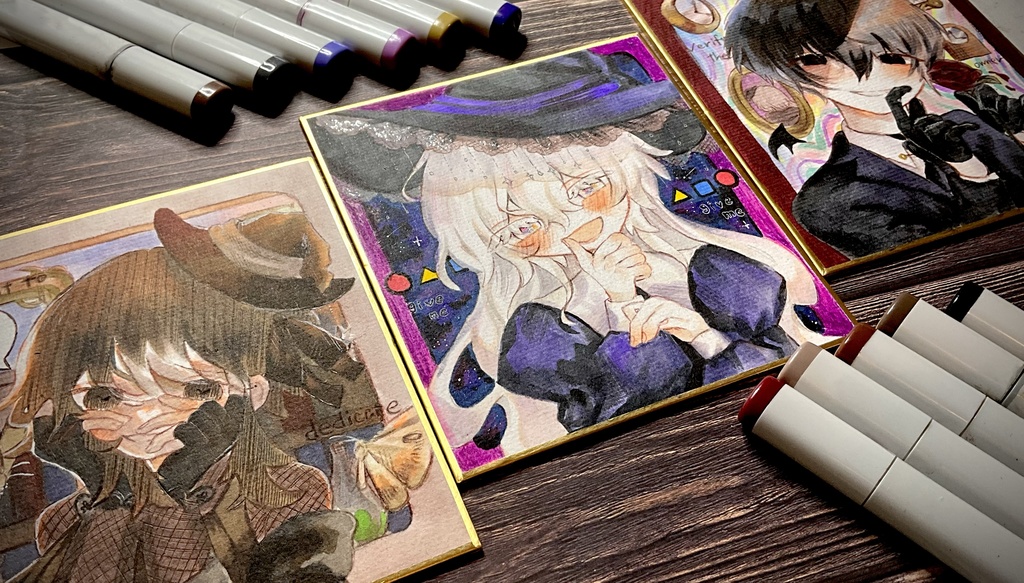 【色紙】4月2日、ゼラニウムの下で。