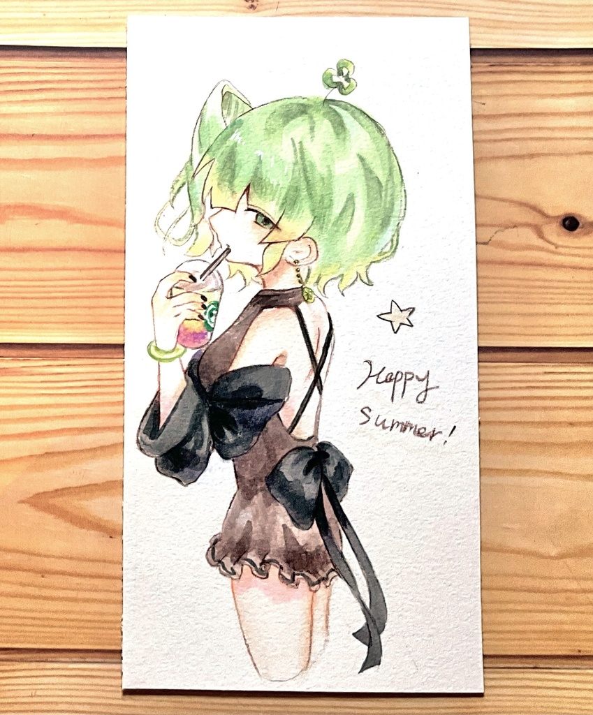【切り取り原画】はっぴーさまー!エメルちゃん💚