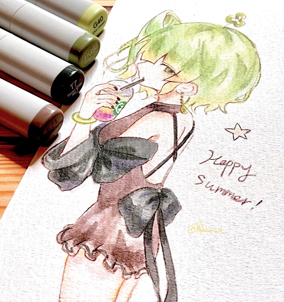 【切り取り原画】はっぴーさまー！エメルちゃん💚