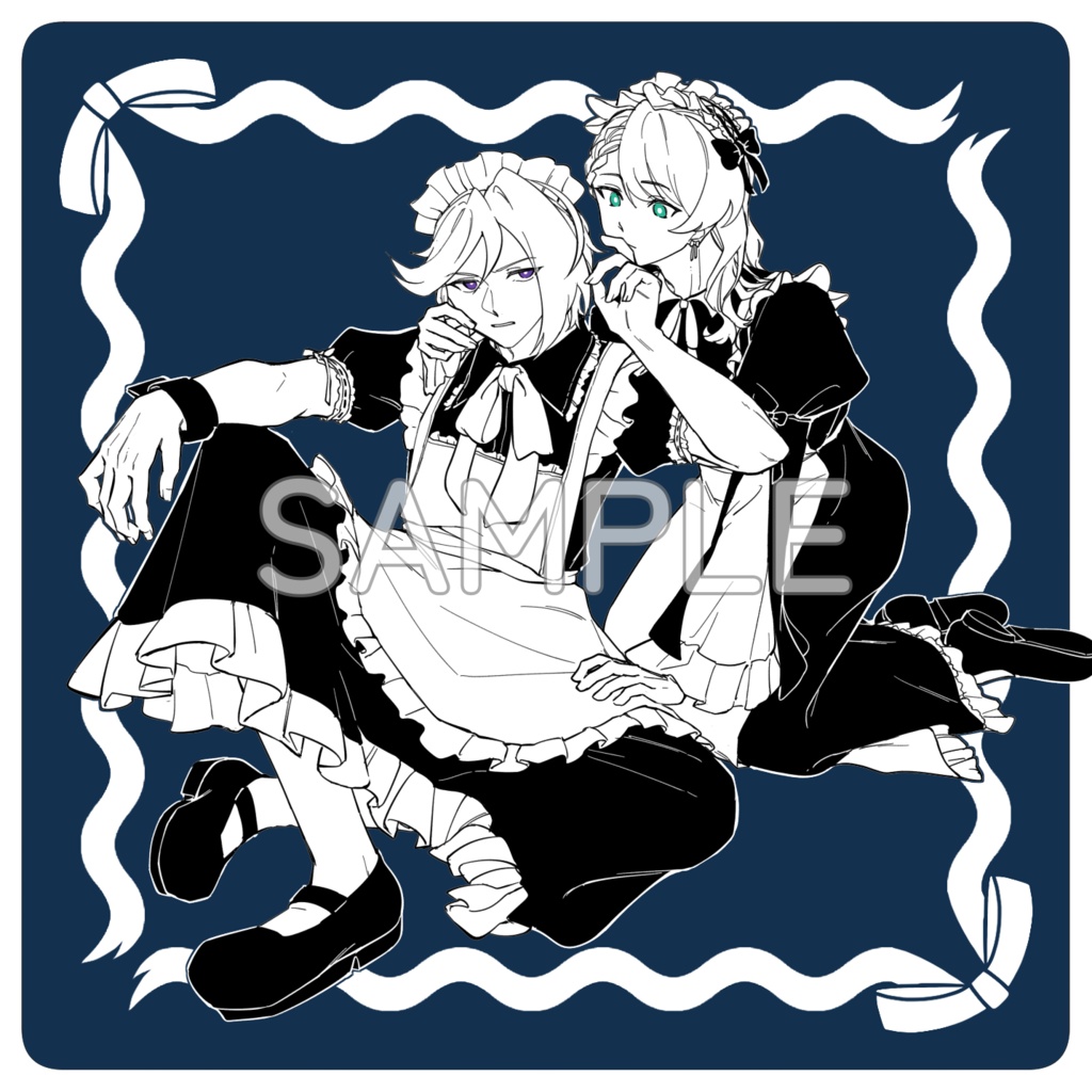 女装メイドのイラストカード