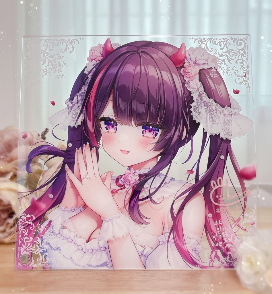 【直筆サイン入り!】ウエディング悪魔ちゃんの スクエアアクリルボード【受注生産】