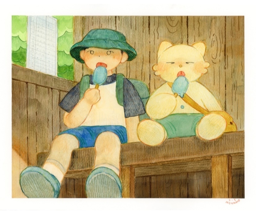 水彩原画 F4 ぼくと、ともだち