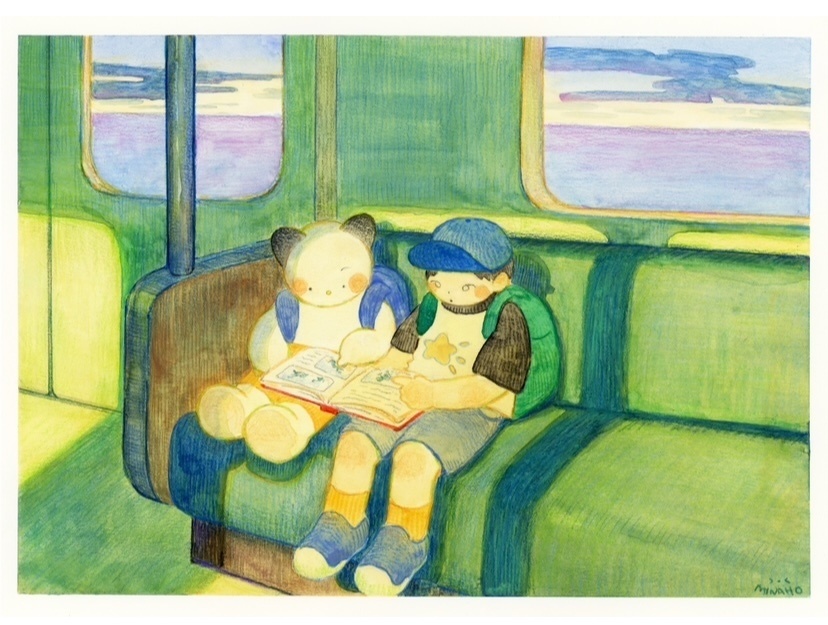 水彩原画 F4 ぼくと、ともだち