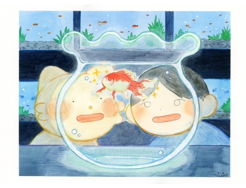 水彩原画 F4 ぼくと、ともだち