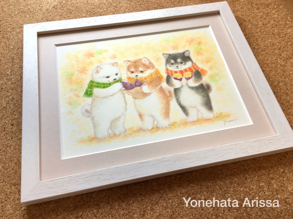 原画作品「柴犬たちと焼き芋」