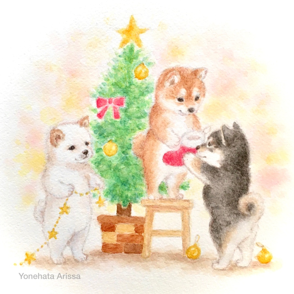 原画作品「柴犬たちのクリスマス」