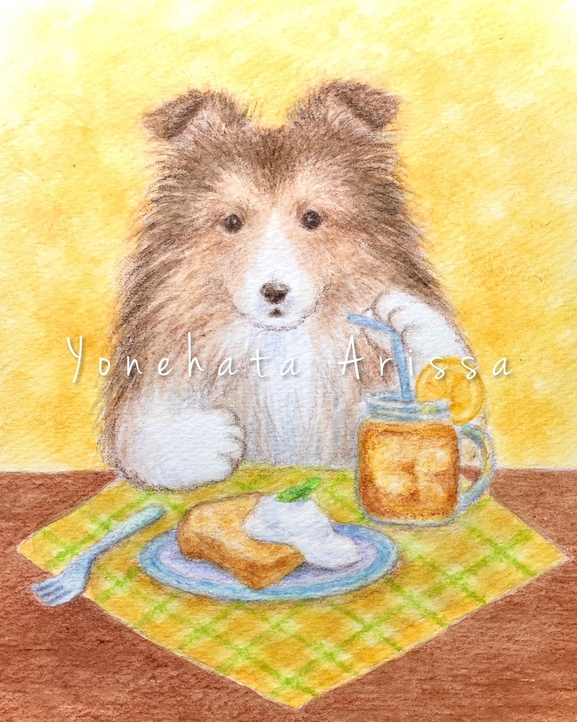 原画作品「シェルティのカフェタイム」