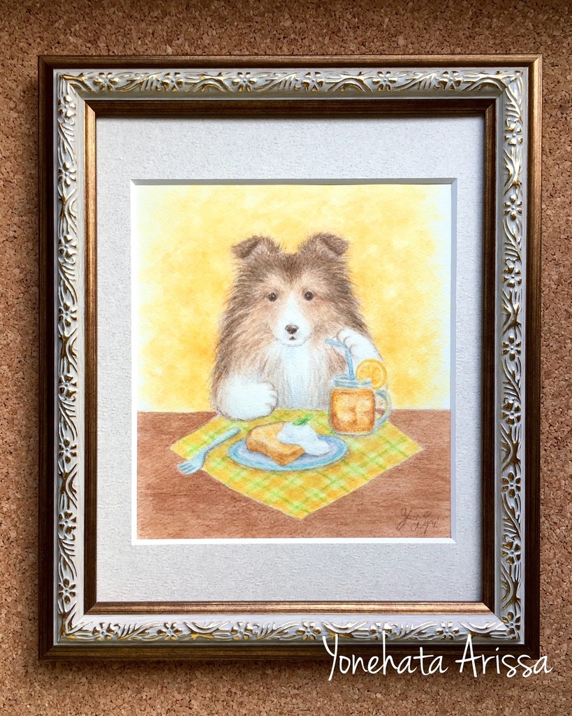 原画作品「シェルティのカフェタイム」